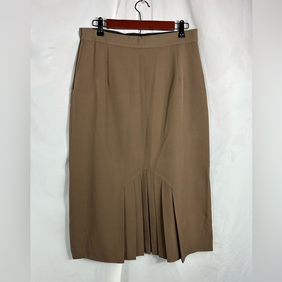 Vintage Sheldon 100% wool brown midi a-line skirt size 14 - Picture 3 of 12